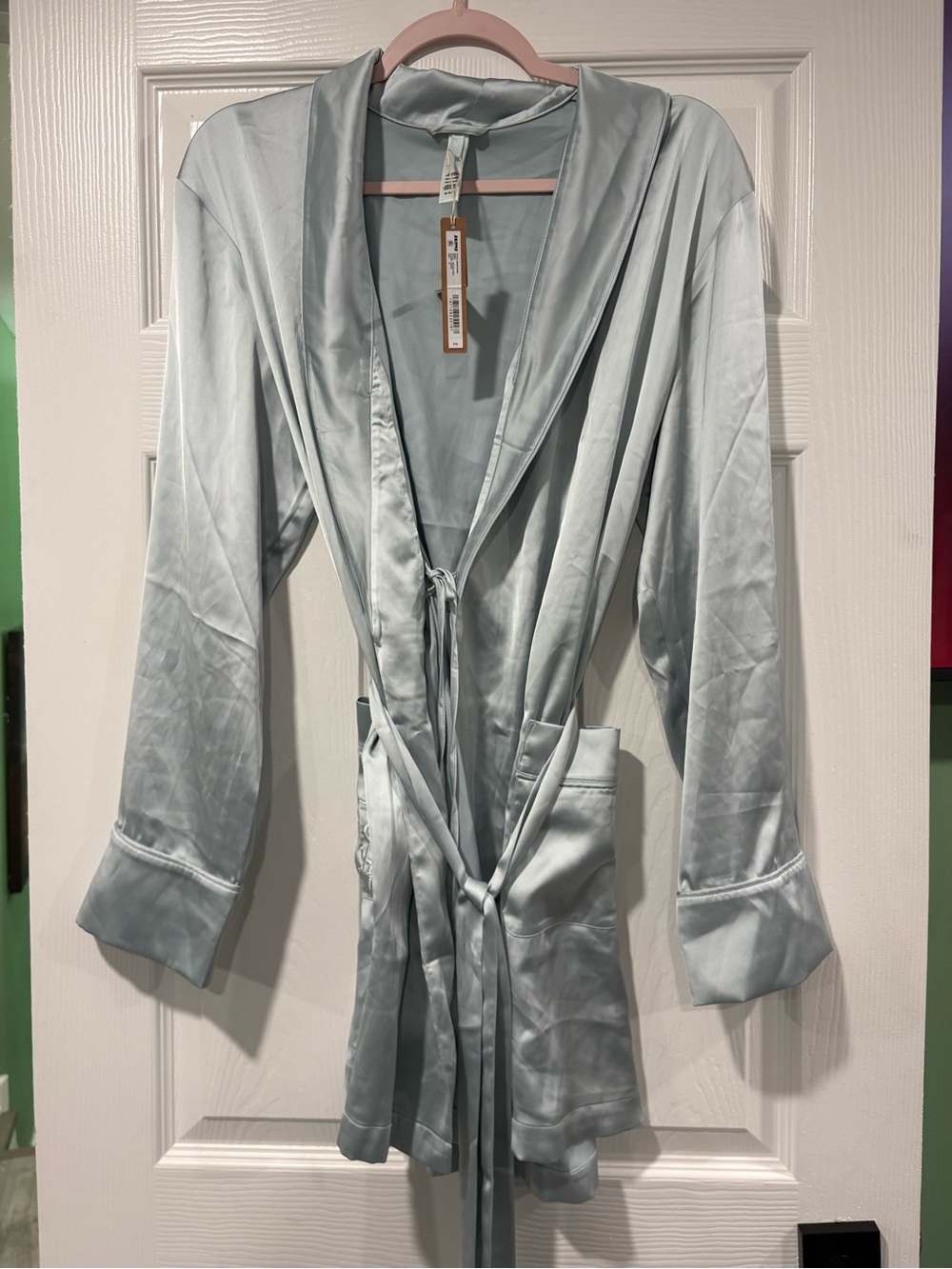 SKIMS Hotel Shine Robe In Frost Size Medium
